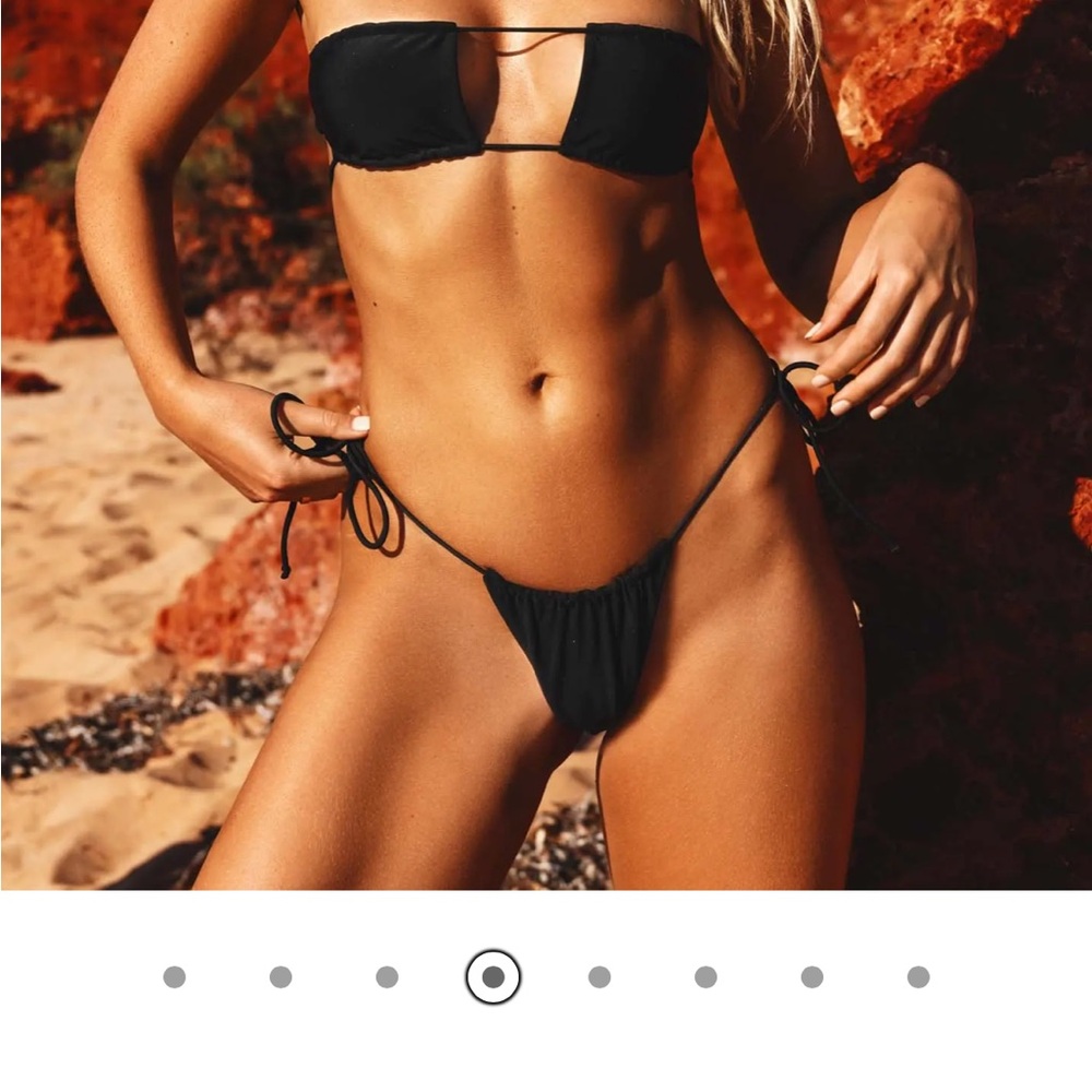 Ark Swimwear Black Ruched Bikini Bottom